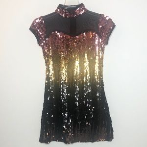 WEISSMAN Sleeveless A-line ombré Sequin Dress Item# 0023